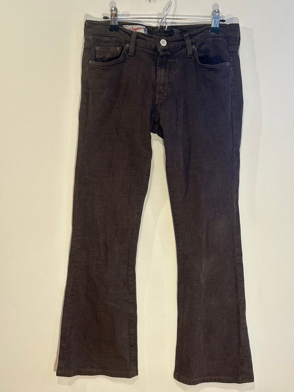 Vintage Red Engine Low Rise Straight Flare Jeans Brown Denim Made in USA 28